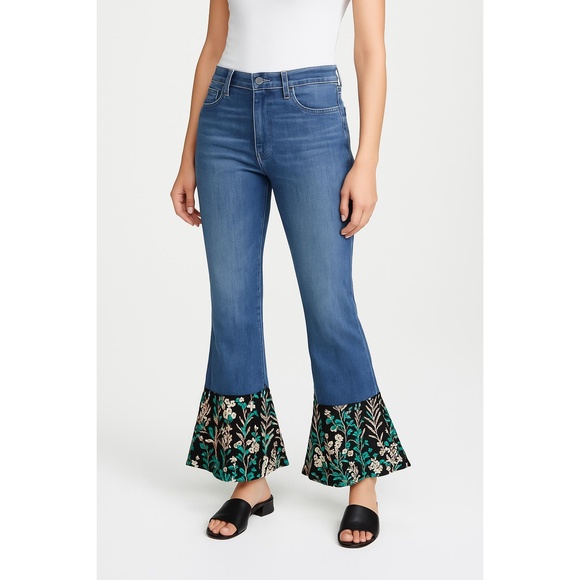 Pilcro Denim - Pilcro And The Letterpress Pants Womens 31 Blue Flare Floral‎ Embroidered Unique